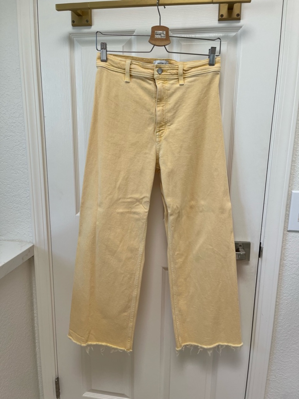 Penny Crop High Rise Wide Leg Jeans
 in Pale Yellow